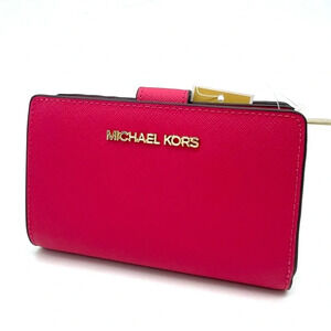 Michael Kors Medium Bifold Zip Chain Wallet Electric Pink (NWT)